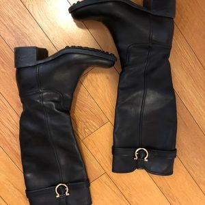 Salvatore ferregamo leather black boots